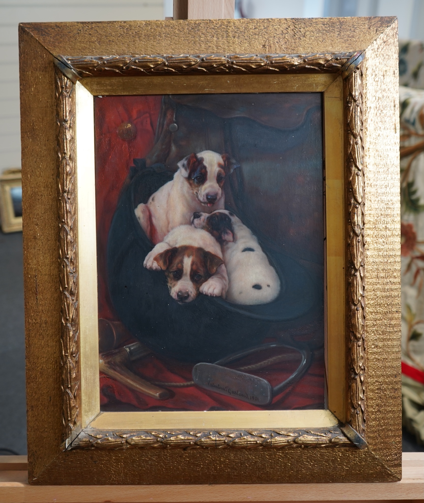 Valentine Thomas Garland, British 1840-1914, 'Fox Terrier Puppies'